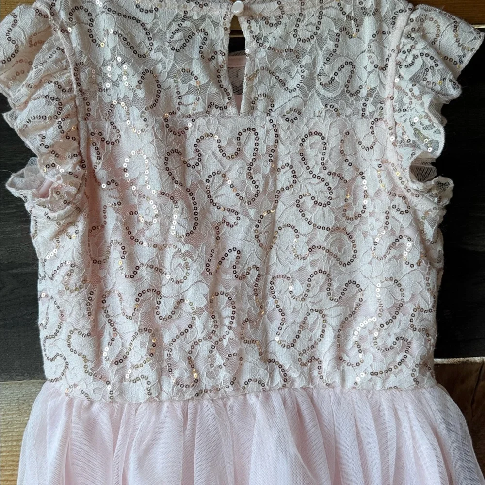 Cat & Jack Pink Sequin Lace and Tulle Party Dress